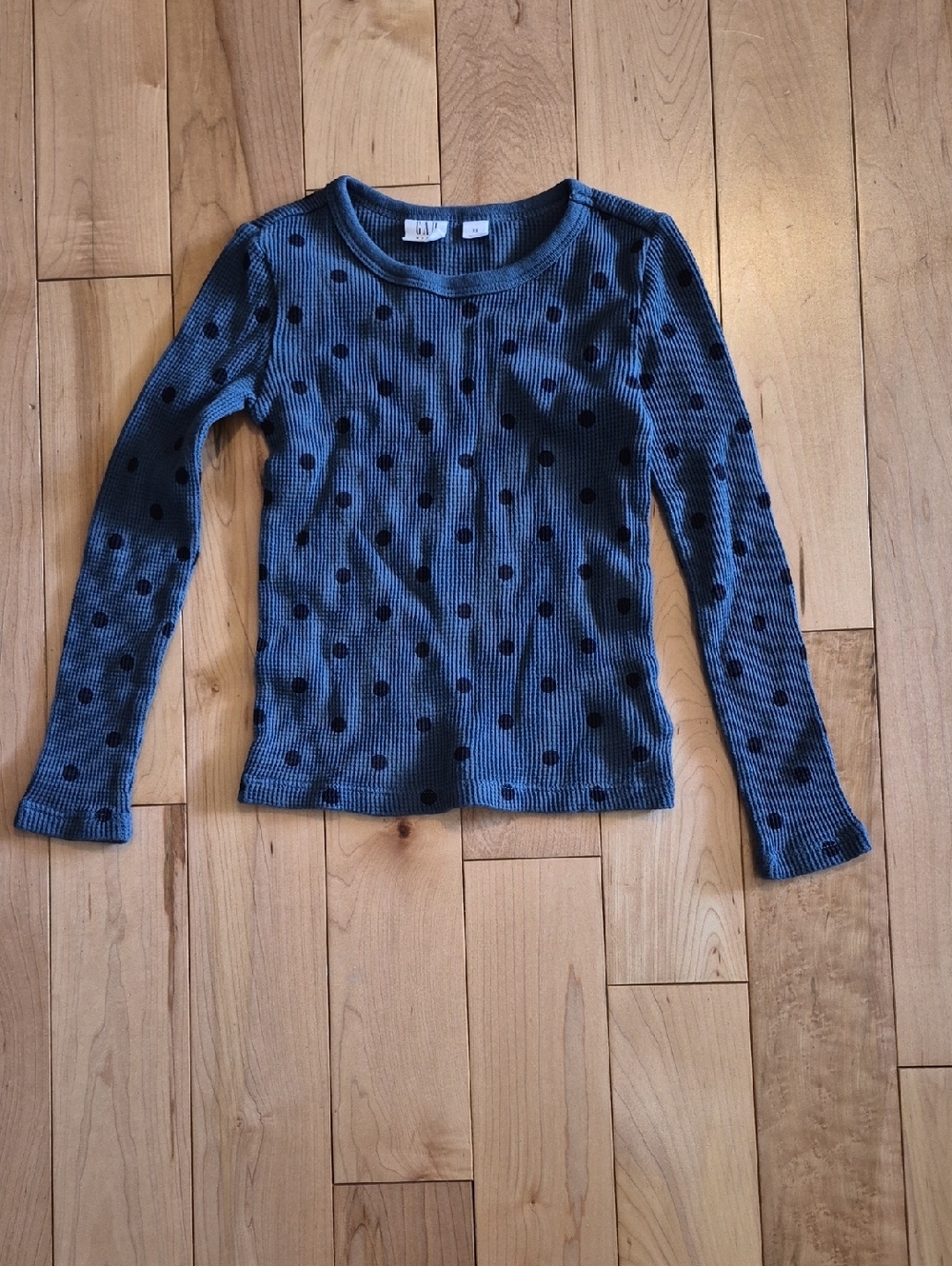 Girls Size 4 GAP Long-Sleeve Blue Polka Dot Top
